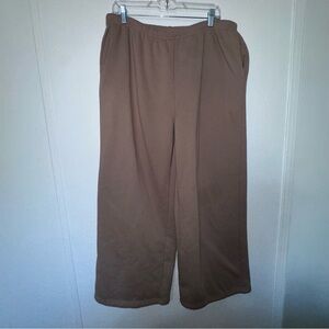 Refuge Women's XL Brown Cotton Blend Wide-Leg Sweatpants Elastic Waist Pockets